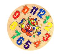 VANZACK Montessori Wooden Clock Toys Jigsaw Puzzle for Toddlers Learning Clock for Boys and Girls Wooden Boys and Girls Educational Toy Safe and Attractive