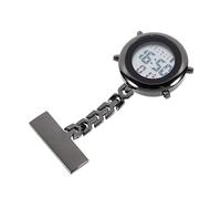 VANZACK Nurse Table Pendant Watches Nurses Pocket Watch Black Digital Woman for Women Electronic Breast De Digital Display Retro Fob Lapel Pin for Men of The Lid Black Case Material: Alloy