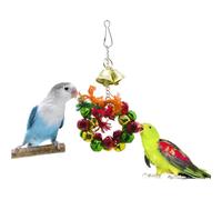 VANZACK Parrot Bell Wreath Hanging Toy for Cage Decor Christmas Season | Metal and Cotton Rope Design, Bright Colours, Beak Exercise, for Conures and Cockatiels Nearby Perches