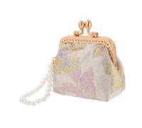 VANZACK Pearl Hand Wallet Brocade Purse Floral Chinese Style Souvenirs Change Wallet Imitation Pearl Chain for Weddings Parties Travel and Daily Use