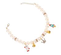 VANZACK Pearl Necklace for Cat Collars and Dog Collar Girl Featuring An Adjustable Puppy Necklace Design for Tiny Puppy and Cat Bell This Decorative Kitten Is Neck Ornament
