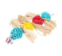 VANZACK Pet Bird Chewing Toy Natural Raffia Hanging Toy for Parrots Budgies and Cockatiels and Safe Birdcage Plaything Easy Attachment and Fun Design for Interactive Play