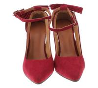 VANZACK Pointed Toe High Heels Women Bow Tie Pumps Elegant Suede Party Shoes with Buckle Closure Comfortable Fashionable Footwear for Skirts Dresses and Denim