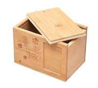 VANZACK Portable Bamboo Cremation Tank for Dog and Cat, Sturdy Pet Cinerary Ash Urn in Khaki, Suitable for Memorial and Home Use as Pet Accessory