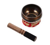 VANZACK Portable Copper Tibetan Singing Bowl with Wood Rod 8cm Handcrafted Buddhist Sound Therapy Meditation Tool for Home Decoration and Vacation Use Color Style