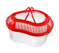 VANZACK Portable Red Plastic Fish and Reptile Transport Tank with Enclosed Lid Ventilated Breeding Box for Turtles Betta Fish and Small Pets Handy Handle for Travel and Outdoor Use