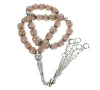 VANZACK Purple Glass Muslim Prayer Bead Bracelet String Lightweight Religious Rosary for Islamic Wedding Favor and Daily Neck Decoration