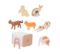 VANZACK Realistic Miniature Cat Dollhouse Decor with Mini Cats for Interactive Role Play Educational Storytelling and Versatile Pet Figurines Cake Toppers