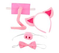 VANZACK Realistic Pig Cosplay with Soft Headband Nose Tail Bowtie Kit for Halloween Party Stage Performance Comfortable Pig Ears Accessories for Role Play and Dress Up
