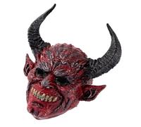 VANZACK Red Halloween Demon Mask for Adults with Horned Foam Design, Covers Head with Adequate Airflow, Scary Full Face Devil Mask for Halloween Costumes and Themed Occasions