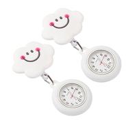 VANZACK Retractable Nurse Hanging Pocket Watch 2pcs Set with Cute Soft Pull Smile Cloud Cover, Nursing Fob Watch for Healthcare Professionals, Students, Exams Use