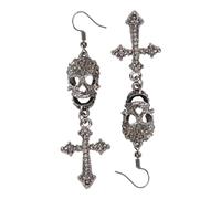 VANZACK Retro Halloween Skull Ear Pendants Cross Shaped Earrings for Women Exaggerated Gothic Ear Drops Durable Colorfast Novelty Party Accessory Gift