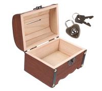VANZACK Retro Heart Lock Treasure Chest Money Box Small Lockable Wooden Storage Box for Coins and Jewelry Decorative Vintage Piggy Bank for Home Office and Room Birthday and Thanksgiving