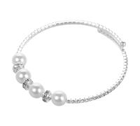 VANZACK Rhinestone and Faux Pearl Bracelet Bangle Jewelry Silver Tone Sparkling Cuff for Women Versatile Design for Weddings Parties Evening Events