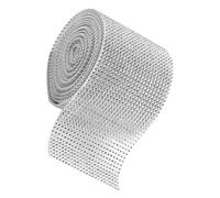 VANZACK Rhinestone Mesh Ribbon Roll 24-row Silver Crystal Trim for Wedding Cake Decoration, Cuttable Bling Wrap for Party and Birthday Craft Accents