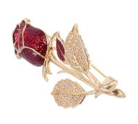 VANZACK Rose Rhinestone Brooch: Floral Brooch - Red Rose Flower Lapel Pins for Women Elegant & Trendy - Costume Jewelry Dress Accessories