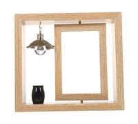 VANZACK Rotating Wooden Photo Display Frame with Small Urn for Ashes Tabletop Memorial Keepsake Frame Photo Holder with Sealed Ashes Container