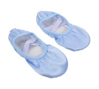 VANZACK Satin Ballet Shoes for Women with Nonslip Sole and Ribbon Stable Traction Dance Flats for Practice and Performance Secure Grip Slippers for Adults Sky Blue