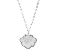 VANZACK Shell Pendant Necklace for Women, Sterling Silver Clavicle Chain with Chic Shell Pendant, Elegant White Gold Cross Chain Jewelry for Valentine’S Day and Qixi Festival