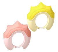 VANZACK Silicone Kids Shower Hat for Baby Toddler Ear Protection Waterproof Bath Cap Adjustable Infant Hair Washing Shield 2pcs Coral Pink and Bright Yellow