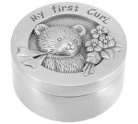 VANZACK Silver Stainless Steel Baby Curl Keepsake Box, Round Keepsake Tin for First Curl and Lock of Hair, Smooth Surface, Practical Storage for Baby Gifts