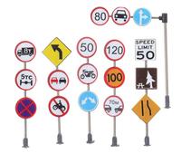 VANZACK Simulation Traffic Sign Bright Color Plastic Road Sign Models for Boy Girl Play Lightweight and Easy to Store Pretend Traffic Scene for Cooperative Imaginative Play and Color