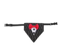 VANZACK Small Dog Triangle Bandana Collar with Red Striped Bow Tie, Adjustable Pet Drool Bib Scarf for Puppies, Seasonal Dog Collar Accessory for Holiday and Party Use