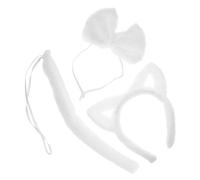 VANZACK Soft Plush Cat Ears Headband and Tail Set for Skincare and Spa Hair Hoop Cute Animal Design for Face Washing Makeup and Cosplay Accessories