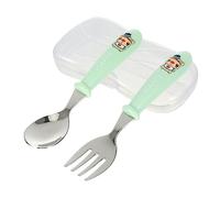 VANZACK Stainless Steel Cutlery Set with Spoon Fork for Portable Cartoon Tableware Box Durable Rust Utensils for Boys and Easy Storage and Reliable Daily Use