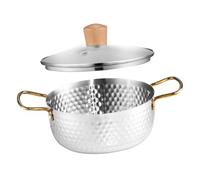 VANZACK Stainless Steel Ramen Noodle Pot with Lid Double Handles High-Temperature Resistant Soup Cooker for Stove and Induction Cooking