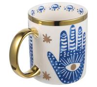 VANZACK Turkish Ceramic Coffee Mug with Evil Eye Design, Handheld Multi-Function Hot Coffee Cup for Office and Home Use, Decorative Porcelain Water Drinking Mug