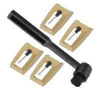 VANZACK Turntable Needle Replacement for Record Player Cartridge with Red Gem Tip Aluminum Rod, 5pcs Set (4 Needles + 1 Brush) Compatible with Vintage Vinyl Phonograph Dj Equipment