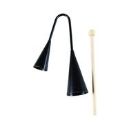 VANZACK Two Tone Agogo Bell Musical Instrument with Wooden Stick Handheld Samba Percussion for Early Education and Latin Music Black
