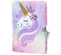 VANZACK Unicorn Plush Diary with Lock and Key A5 Notebook for Cartoon Pink Pastel Writing Journal