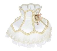 VANZACK Victorian Scallop Dome Lamp Shade French Print Lace Table Lamp Cover Soft Light Diffusion Romantic Retro Fabric Lampshade for Bedside Floor and Desk Lighting