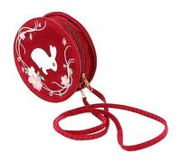 VANZACK Vintage Embroidered Crossbody Bag for Women Corduroy Round Pouch with Chinese Antique Rabbit Flower Pattern Elegant Han Costume Shoulder Bag Antique Style Lovers