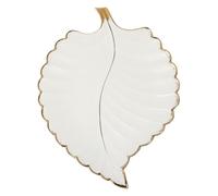 VANZACK Vintage Tray Ceramic Leaf Shape Storage Holder in White, Creative Nordic Style Container for Jewelry Display and Light Luxury Ornament, Decorative Tray for Jewellery Storage