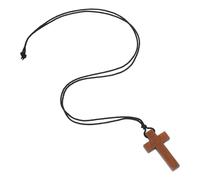 VANZACK Wood Cross Pendant Necklace: Wooden Crucifix Jewelry - Rustic Sweater Chain For Faithful Believers Religious Celebrations