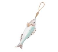 VANZACK Wood Fish Sculpture Mediterranean Style Wall Decoration Beach Wood Wall Art Wooden Fish Sculpture Vintage strand-wanddekoration Light Green