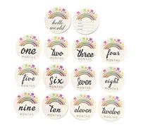 VANZACK Wooden Baby Monthly Cards Newborn Photo Prop Decorative Keepsake 14pcs Set for Infant Growth Photography and Newborn