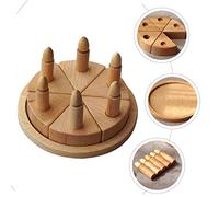 VANZACK Wooden Birthday Cake DIY Simulation Cake Prop Educational Pretend Play for Smooth Edges Creative Hand Eye Coordination Training Gift