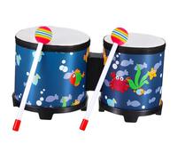 VANZACK Wooden Bongos Drum Underwater World Pattern, Hand Percussion Instrument for Adult Music Practice, Early Education Rhythm Instrument