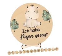 VANZACK Wooden Calendar Monthly Milestone Cards for Countdown Growth Signs Newborn Milestone Wooden Circles Stand