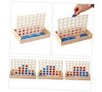 VANZACK Wooden Four Row Game Board Educational Checker for Adults Family Brain Teaser for Logical Thinking and Interaction in Natural Wood Color