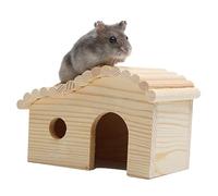 VANZACK Wooden Hut for Small Animals Natural Hamster House Entrance and Door Hideout for Hamsters Mice and to Promote Nesting and Chewing Instincts