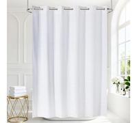 VANZAVANZU Boho Hookless Plaid Shower Curtain, Checkered Polyester-Linen Fabric Waterproof coating Shower Curtains for Bathroom, Farmhouse Rustic Shabby Chic Neutral Bathroom Curtain 75" L x 72" W