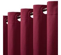 VANZAVANZU No Hooks Required 256GSM Waffle Weave Shower Curtain, Hotel Luxury Quality, Water Resistant, Machine Washable, Weighted Hem, 183 x 191cm, Burgundy