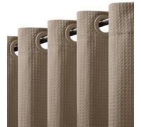 VANZAVANZU No Hooks Required 256GSM Waffle Weave Shower Curtain, Hotel Luxury Quality, Water Resistant, Machine Washable, Weighted Hem, 183 x 191cm, Khaki