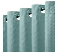 VANZAVANZU No Hooks Required 256GSM Waffle Weave Shower Curtain, Hotel Luxury Quality, Water Resistant, Machine Washable, Weighted Hem, 183 x 191cm, Turquoise