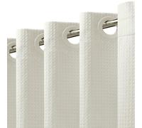 VANZAVANZU No Hooks Required 256GSM Waffle Weave Shower Curtain, Hotel Luxury Quality, Water Resistant, Machine Washable, Weighted Hem, 183 x 191cm, Cream